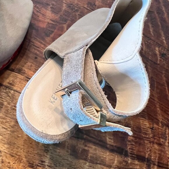 Kenneth Cole Beige Suede Wedge Sandals With Red Floral Embroidery Size 10 - Picture 9 of 14